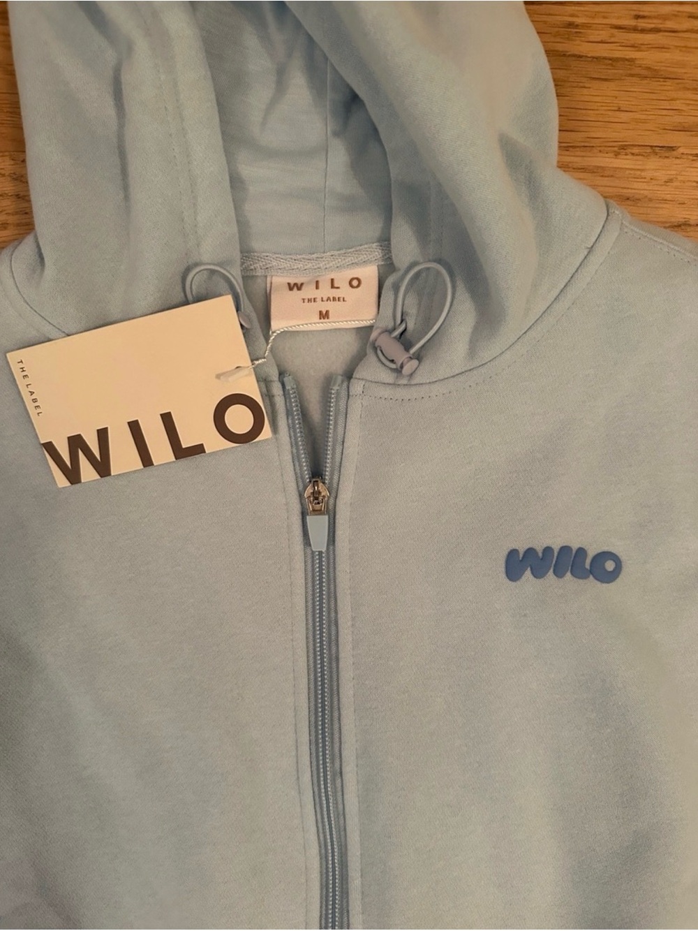 WILO Light Blue Cozy Fleece Zip Hoodie & Drawstring Shorts Set- NWT!Size M - Picture 2 of 9